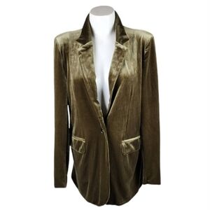 b.young Byperlina Velvet Blazer Straight Cut Moss Green Size 38 Boho Cottagegoth